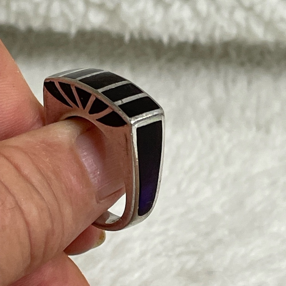 SHA 925 Inlaid Black Onyx ring